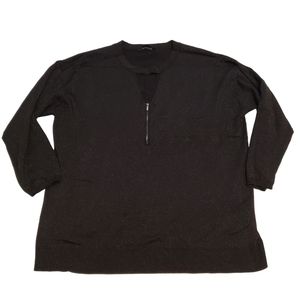 Michel Studio Black with Gold Glitter Keyhole Neckline Sweater